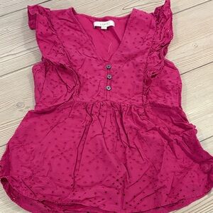 LOFT Eyelet Ruffle Blouse